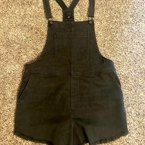 Aerie dark gray soft denim short overalls - size Large